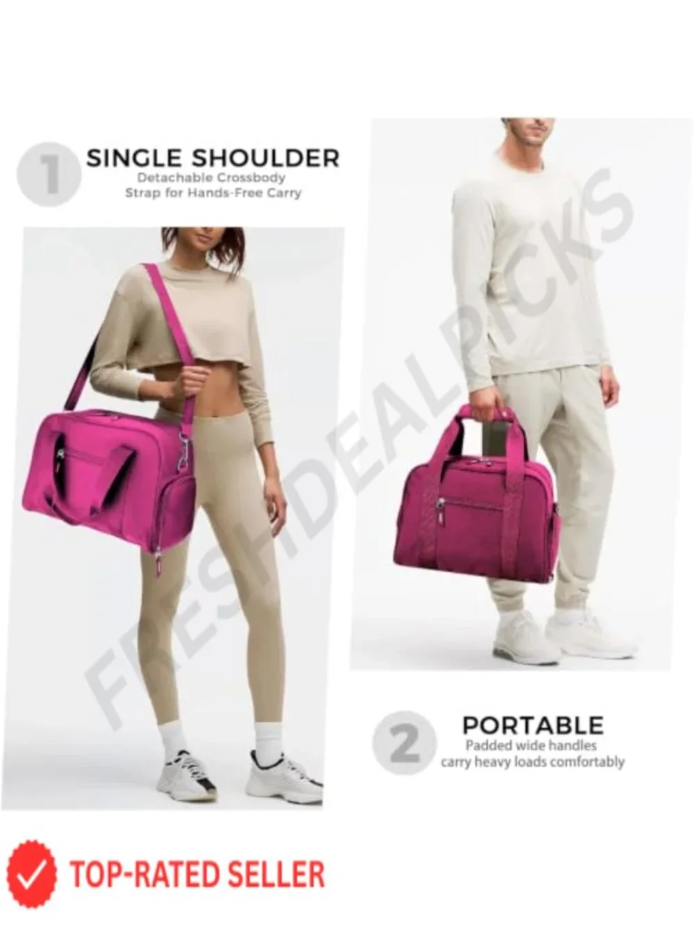 Small Gym Bag with Shoe Compartment, Lightweight Duffle, Travel & Fitness